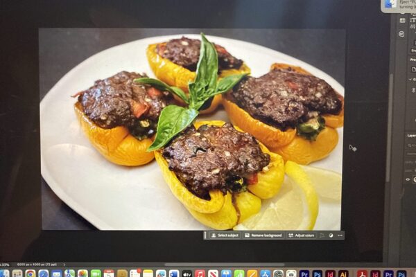 Stuffed peppers with ground ostrich.